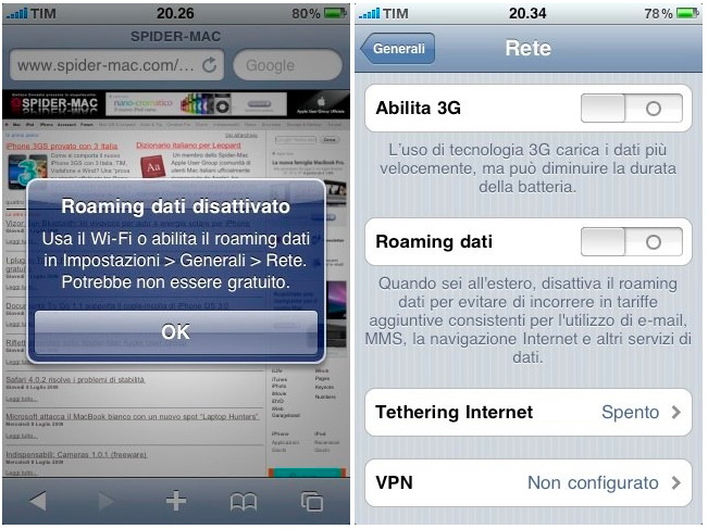 Confronto operatori iPhone