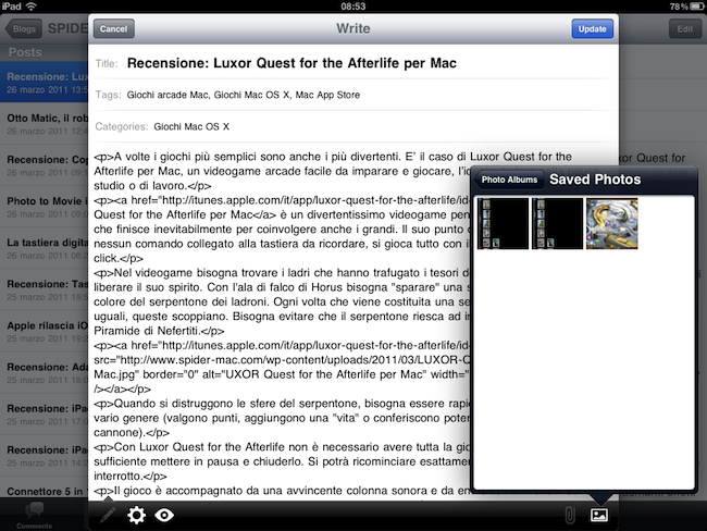 WordPress 2.7.1 migliora il supporto per l'iPad