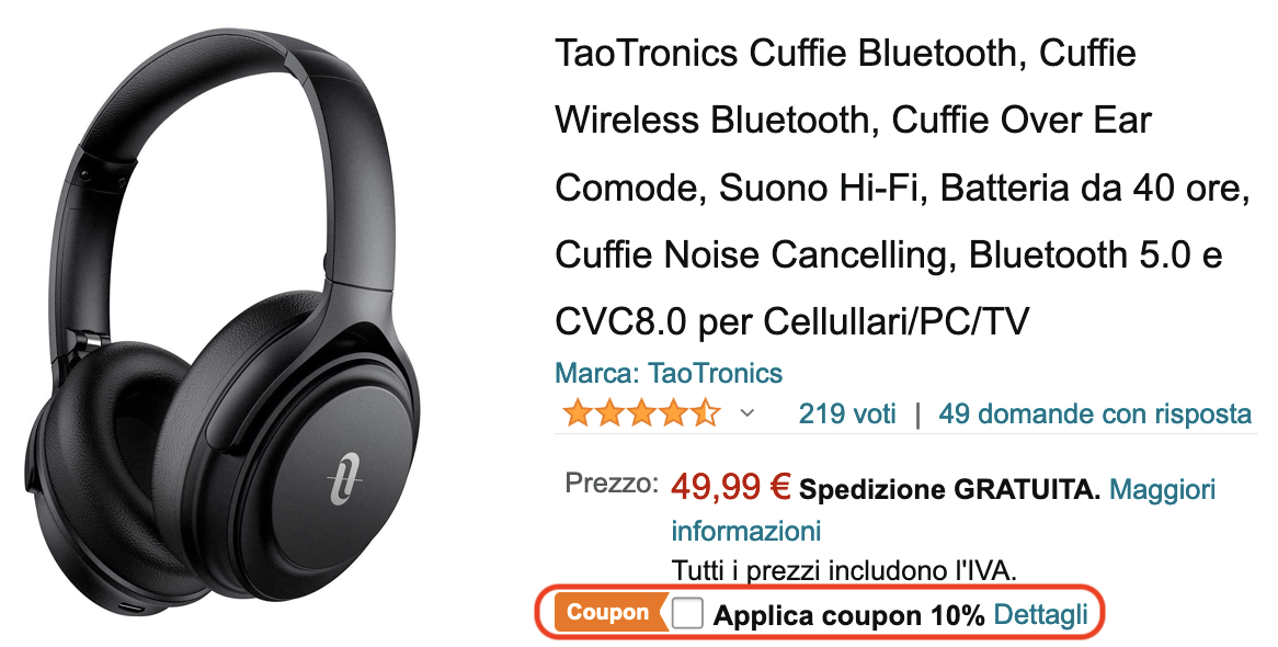TaoTronics Cuffie Bluetooth con soppressione del rumore a €45 (-10%) :  SPIDER-MAC