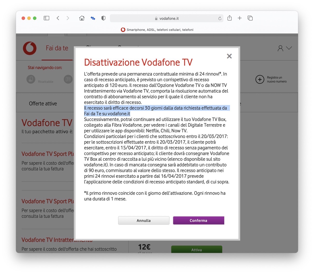 Modulo Disdetta Vodafone Tv Dopo 24 Mesi